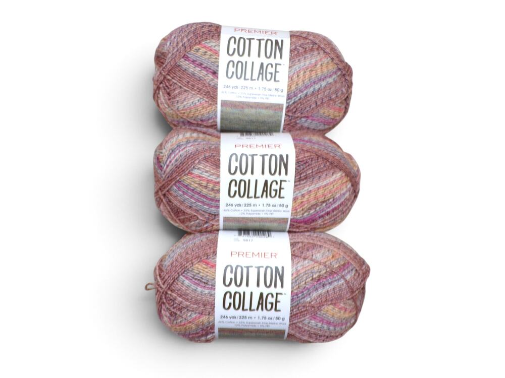 3 Premier Cotton Collage Yarn Lot Super Fine Machine Wash 1.75 oz Brown Multi